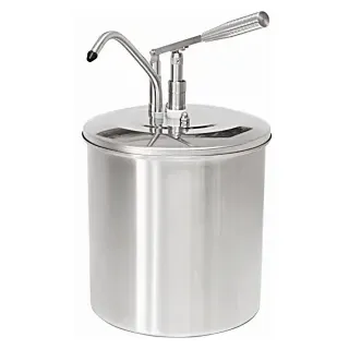 SCHNEIDER Hebel-Dosierspender aus Edelstahl, Saucendosierer aus Edelstahl, Fassungsvermögen: 10 l, H 440 mm x Ø265 mm