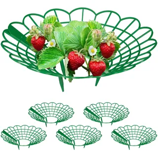 Relaxdays Erdbeerreifer, 6er Set, Schneckenschutz Erdbeeren, Kunststoff, Erdbeergitter gegen Fäulnis & Schimmel, grün