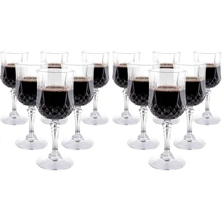 alpina Weingläser Set Kunststoff 6 Stück - 200ml Plastik Weingläser - Weinglas mit Kristalleffekt - Plastikbecher Mehrweg - Geeignet für Softdrinks, Rot- und Weißwein - Handwaschbar - Transparent
