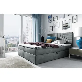 Boxspringbett Schlafzimmerbett 200x220cm LAZARO Nr.4 Grau inkl. Bettkasten - Grau