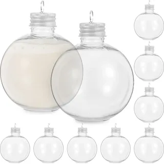 Operitacx 10 StüCk BefüLlbare Weihnachtskugeln, 250 Ml Transparente Durchsichtige Kugeln Christbaumkugeln Zum BefüLlen Booze Ball Ornamente FüR Weihnachtsbaum, Hochzeit, Party-Dekoration Und Verschie