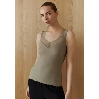 rosemunde Spitzentop "Beatha Lace Top mit Seide" Vintage-Spitzenbesatz, feminin, ohne Ärmel, Seidenmix, laurel oak