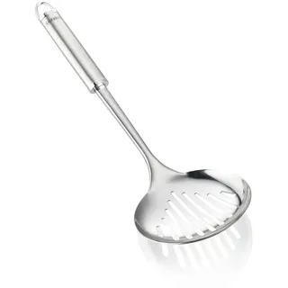 Leifheit Schaumlöffel 36 cm Sterling-Serie, Abseihlöffel aus rostfreiem Edelstahl, hochwertiges Design, Sieblöffel mit ovalem Griff, Schaumkelle mit praktischer Aufhängeöse, Schöpfkelle, silber