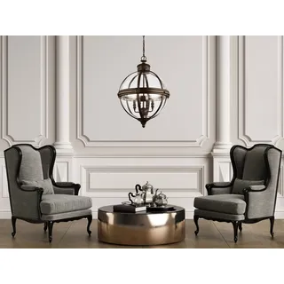 Ausgefallene Pendelleuchte 3 flammig mit Glaskugel & Stahl britisch Bronze Ø37cm