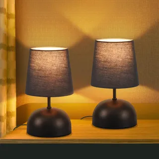 ZMH Nachttischlampe Schwarz 2 St.