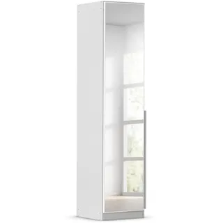 Rauch Möbel Alabama, Kleiderschrank für Schlafzimmer, Kinderzimmer, Wohnzimmer, Garderobe, Flur, 1-türig, Spiegel, Zubehör Basic, Farbe Weiß/Seidengrau, Breite 47 cm