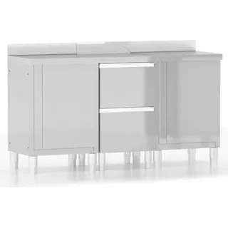 vidaXL Gewerbliche Küchenschränke 3-tlg. Edelstahl - Silber