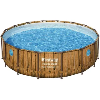 Bestway Pool SET Vista Series 56725 , Blau, Braun, Weiß , Metall, Kunststoff , 122 cm , Freizeit & Co, Pools & Wasserspass, Aufstellpools