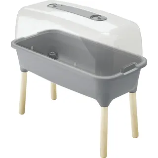 nabbi Dampfbad aus Kunststoff auf Holzbeinen ISEW780H 77 cm - grauer Stein - Grau