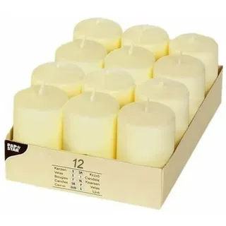 Papstar Ivory Stumpenkerzen 6 cm 12 St. elfenbein