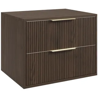 Badplaats Waschbeckenunterschrank Rimini 60 x 46 cm Walnuss Braun - Hängender Badezimmerschrank mit 2 Schubladen - Braun