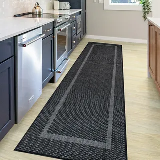 Teppich OTTO HOME "Venedig Bordüre auch als Läufer erhältlich" Gr. 11, schwarz, B:67cm H:3mm L:230cm, Kunstfaser, Teppiche, Teppich, In- und Outdoor geeignet, Sisal-Optik, Wetterfest & UV-beständig