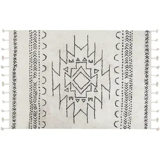 Beliani Khouribga Kurzflorteppich 140 x 200 cm Weiß