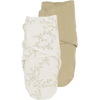 Meyco Baby Branches/Uni Pucksack 2er Pack, Erstausstattung Neugeborene (Pucktuch für Babys ab 4-6 Monaten, weicher Schlafkomfort, atmungsaktiv und feuchtigkeitsabsorbierend, Einschlafhilfe), Sand
