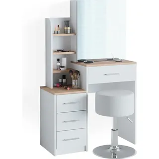 Schminktisch Vicco Conrada Weiß/Sonoma 80 cm mit Hocker, Model 39977 - Weiß, Braun