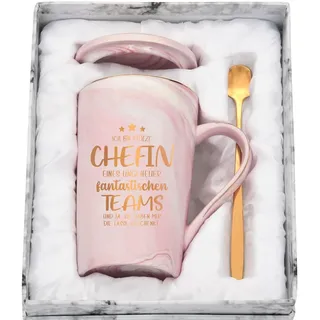 CHUIN DRUCK Chefin Geschenk Tasse mit Spruch - Ich bin stolze Chefin eines ungeheuer fantastischen Teams - Lustige Geschenkideen Arbeit Büro Weihnachten Geschenk, 400ml Rosa
