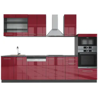 Vicco Küchenzeile Fame-Line 240 cm Bordeaux Hochglanz