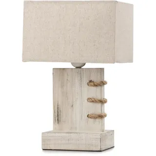 Nachttischleuchte , Beige , Holz, Textil , 15x33x22 cm , Lampen & Leuchten, Leuchtenserien