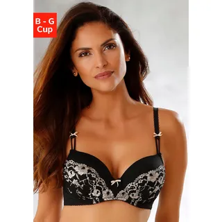 LASCANA Schalen-BH "Fabiola" mit Bügel und edler Spitze, Dessous, schwarz, goldfarben