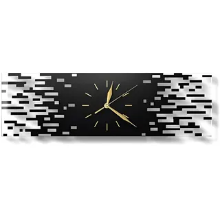 LANMOU Wanduhr Ohne Tickgeräusche, Wanduhr Modern für Wohnzimmer, Wanduhren Wohnzimmeruhr Wand Uhr Schwarz, Rechteckige & Acryl, Lautlos (<20dB), Einfache Montage, 50x15 cm