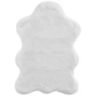 -luxor- living Kunstfell Coste Flauschiger Teppich Schlafzimmer - ideal zur Verwendung als Bettvorleger Schlafzimmer 2er Set 55 x 80 cm weiß