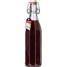KADAX Universale Flasche mit Bügelverschluss, dichte Bügelflasche, vintage Glasflasche, Trinkflasche, Likörflasche, Saftflasche, Bügelverschlussflasche (1000ml, 1 Stück)