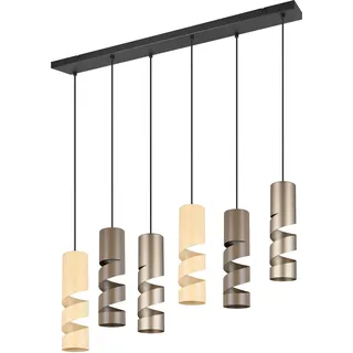 Trio Pendelleuchte Stream 364000617, Metall Schwarz matt, Schirm Coffee/Taupe/Beige, exkl. 6x GU10