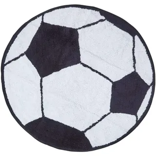 Homescapes Kinderteppich Fußball Bunter Teppich, Vorleger 80 cm Durchmesser. Farben: Schwarz und Weiß. Geeignet für Badezimmer oder Kinderzimmer.