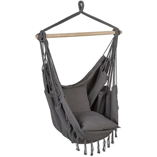 Beliani Hängessessel Makramee Baumwolle grau Bonea , Grau , Textil , 95x125x55 cm , Gartenmöbel, Gartenschaukeln, Hängesessel