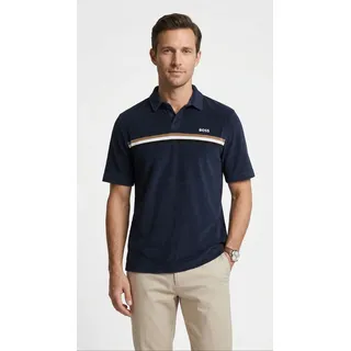 Poloshirt BOSS "Iconic", Herren, Gr. XL, navy 413, Frottee, Obermaterial: 80% Baumwolle, 20% Polyester, unifarben, normal normal, Shirts Poloshirt, aus Frottee