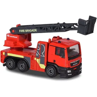 Majorette SOS MAN TGS Rosenbauer Feuerwehr, Feuerwehrauto, Spielzeugauto, Freilauf, zu öffnende und/oder bewegliche Teile, 7,5 cm, rot, für Kinder ab 3 Jahren