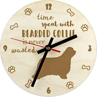 Bearded Collie - Uhr mit Hund, Holzuhr mit Gravur, personalisierte Uhr von Art-Dog