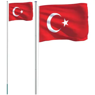 vidaXL Flagge der Türkei mit Mast 6,23 m Aluminium