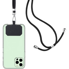 QH-Shop Handykette Universal Smartphone Necklace Einstellbar Handy Umhängeband Anti-Drop Abnehmbar Multifunktional Handy Lanyard Schwarz