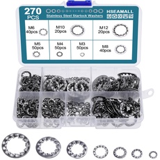 HSeaMall 270 zahnscheiben sortiment STÜCKE Interne Star Zahn Sicherungsscheiben Edelstahl M3 M4 M5 M6 M8 M10 M12 Dichtung Sicherungsscheiben Sortiment Kit