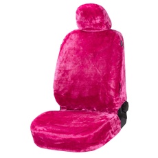 Bild von Autositzbezug Teddy, Sitzbezug Kunstfell, Auto-Schonbezug in Lammfell-Optik, Flauschiger Plüsch-Schonbezug vegan pink