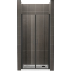 Duschtür STELLA 70x190 cm Nischentür Verstellbereich von 70-73 cm, Höhe: 190 cm, Dusche aus 6 mm Klarglas ESG Sicherheitsglas mit Nano und schwarze Aluminiumprofile - Alle Größen BC