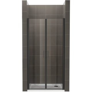 Duschtür STELLA 70x190 cm Nischentür Verstellbereich von 70-73 cm, Höhe: 190 cm, Dusche aus 6 mm Klarglas ESG Sicherheitsglas mit Nano und schwarze Aluminiumprofile - Alle Größen BC