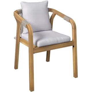 Ambia Garden Gartenstuhl , Akaziefarben, Beige , Holz, Kunststoff, Textil , Akazie , massiv , Füllung: Kaltschaum , eckig , 59x74x61 cm , Holzmöbel, Sitzgelegenheiten Holz, Gartensessel Holz