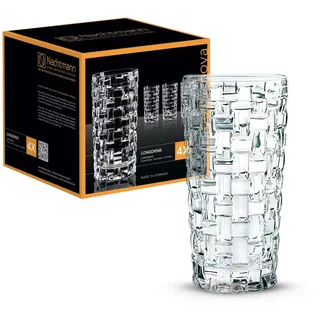 Nachtmann Longdrinkgläser, 4-teiliges Set, 399 ml, Bossa Nova, 92075, Cocktailgläser aus Kristallglas, Trinkgläser spülmaschinenfest