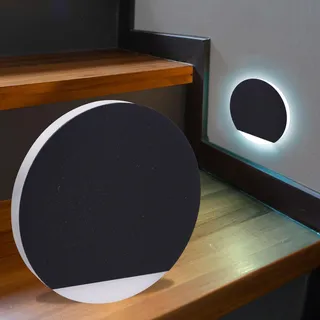 LED Treppenleuchte rund schwarz - Lichtfarbe: Kaltweiß 1,5W - Lichtaustritt: Orb...