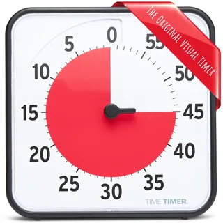 Time Timer ORIGINAL Medium 19x19cm - 60 Minute Visueller Analog-Timer Uhr - Optionaler Akustischer Alarm (Lautstärkeregler) Kein lautes Ticken; Zeitmanagement-Gerät (Schwarz)