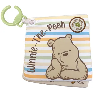 Disney Winnie Puuh Baby-Stoffbuch – Zum Tasten und Fühlen, quadratisches Spiel- und Lernbuch für Babys – Weiches Babybuch mit texturierten Stoffaufnähern und Quietsche-Seite