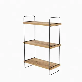 Calicosy Hängeregal Holzdekor Kiefer und Schwarz H66 cm – Pulalis , Eschefarben , Holzwerkstoff , 20x66x67 cm , Wohnzimmer, Regale, Wandregale