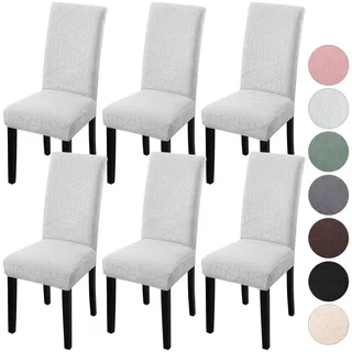 YISUN Stretch Stuhlhussen 6er Set Universal Jacquard Blätter Stuhlhusse, Elastische Hussen für Stühle, Abnehmbarer Waschbarer Stuhlbezüge für Schwingstuhl Hotel Bankett Küche Haus Hochzeit Party