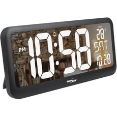 Bild von GB214 Digitale Uhr mit Temperatuursensor 37x17cm Große Wanduhr Alarm LCD Display Zum Aufstellen auf Einem Tisch oder Zum Aufhängen an der Wand Stromversorgung über Netzteil