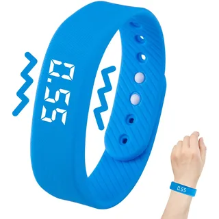 AOUZOVLI Vibrationswecker Armband Blau Pro Sleep Vibrations Wecker Verstellbarem, Vibrationsarmband Wecker Armband Vibration Tragbarer Lautloser Vibrationsalarm Multifunktional Unisex