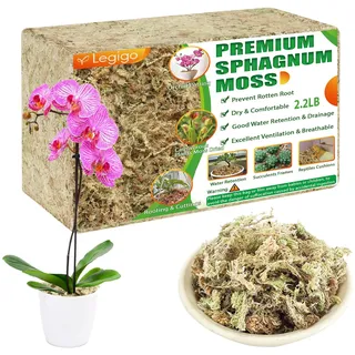 Legigo 1kg Premium Sphagnum Moos - ergibt 50L Spagnummoos für Pflanzen | Speichert Wasser Torfmoos für Orchideen, Monstera, Sukkulenten, Fleischfressende Pflanzen & Stecklinge