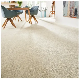 Andiamo Teppichboden »Softness, Velours, Made in Belgium« rechteckig 17 mm Höhe Uni Farben, Breite 400 cm, besonders weich, Wohnzimmer, Schlafzimmer, beige