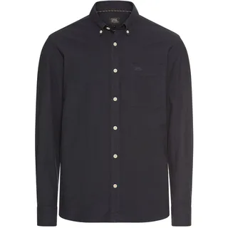 Langarmhemd CAMEL ACTIVE, Herren, Gr. M, N-Gr, schwarz navy, Web, Obermaterial: 96% Baumwolle, 4% Elasthan, gestreift, regular fit taillenbedeckt, Manschette, Hemden Langarmhemd, mit Logo Stickerei
